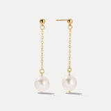 Pearl And Chain Drop Earrings