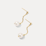 Pearl And Chain Drop Earrings